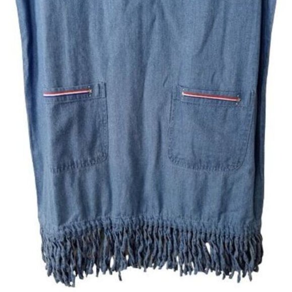 Vintage Shipshe Fringed Hem Denim Cowgirl Dress - Picture 3 of 4